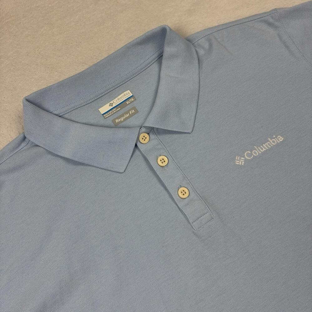 Columbia Short Sleeve Polo Shirt Womens XL Blue Cotton Blend Stretch Easy Care